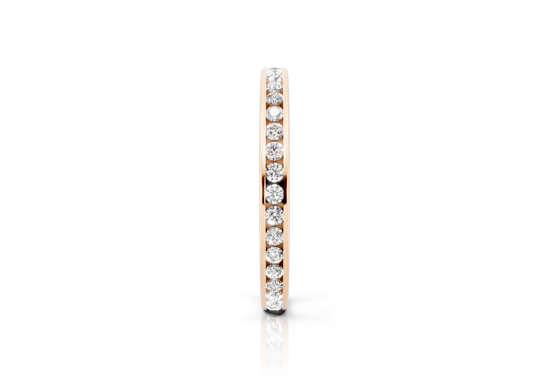 2.4mm full channel set diamond wedding band 0.50ct round diamonds in gold platinum and palladium