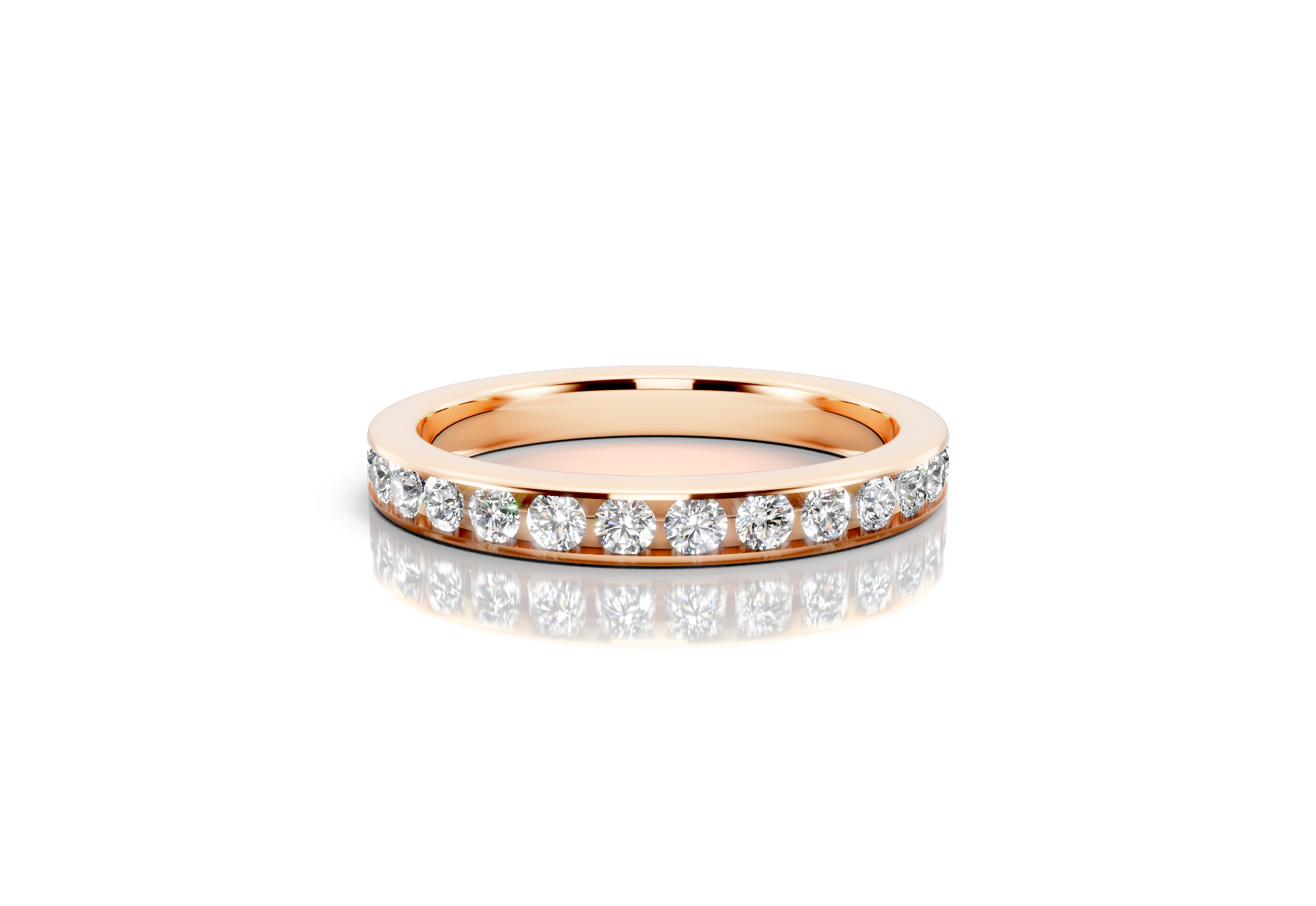 3mm full channel set diamond wedding band 1.50ct round diamonds in gold platinum and palladium