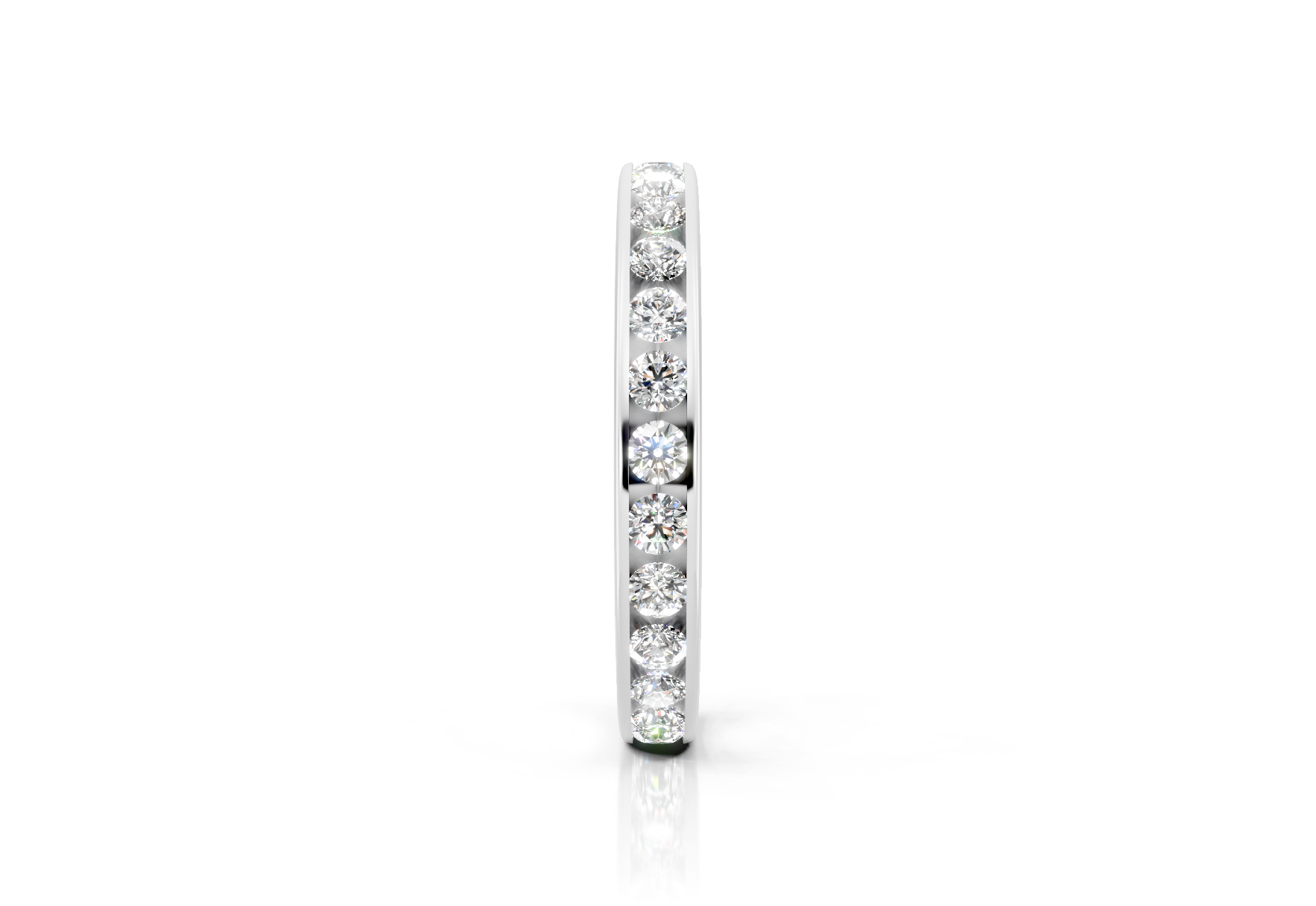 3mm full channel set diamond wedding band 1.50ct round diamonds in gold platinum and palladium