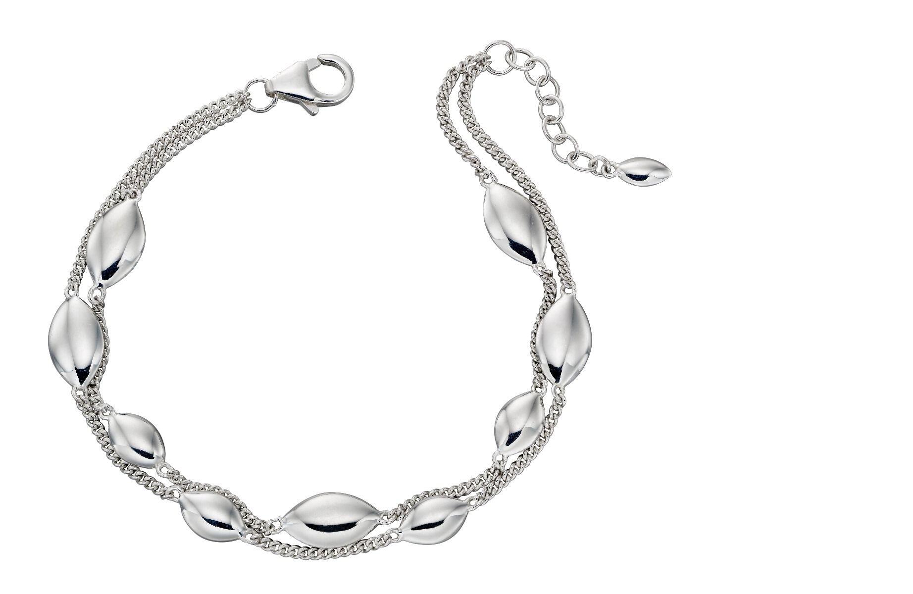 Sterling Silver Double Strand Marquise Bracelet