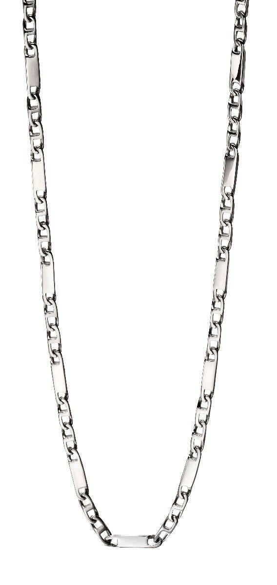 "fredbennett® Stainless Steel Bar Chain Necklace – sleek and modern everyday men’s necklace, skin-safe and presented in a suede pouch from Gold and Diamonds."