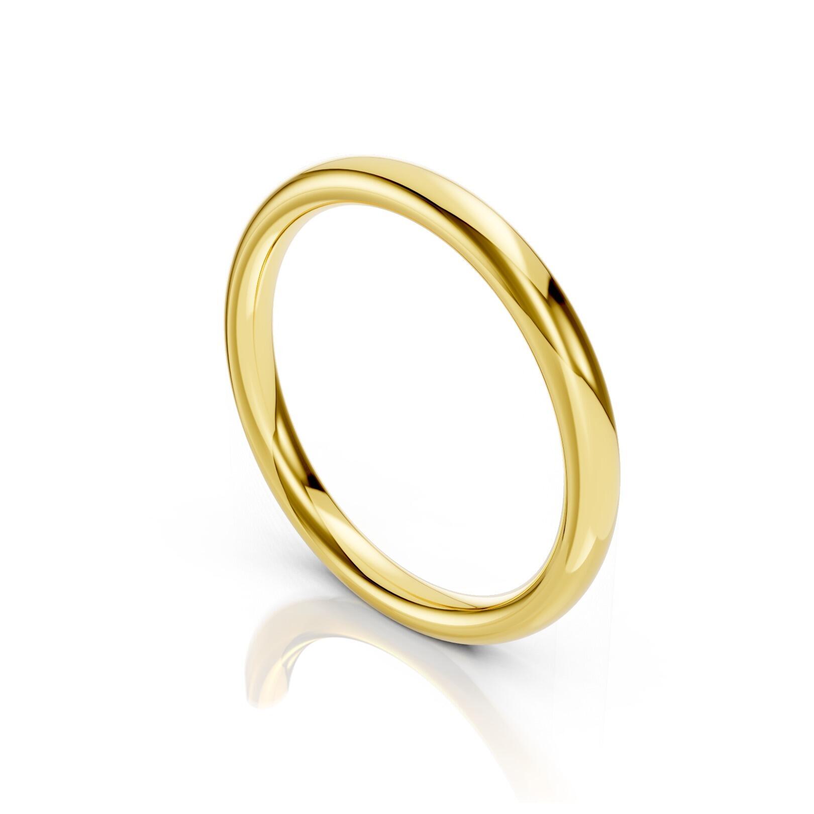 Ladies 2.5mm heavy weight traditional court shaped wedding band in gold, platinum, palladium, silver, titanium and black zirconium with polished finish