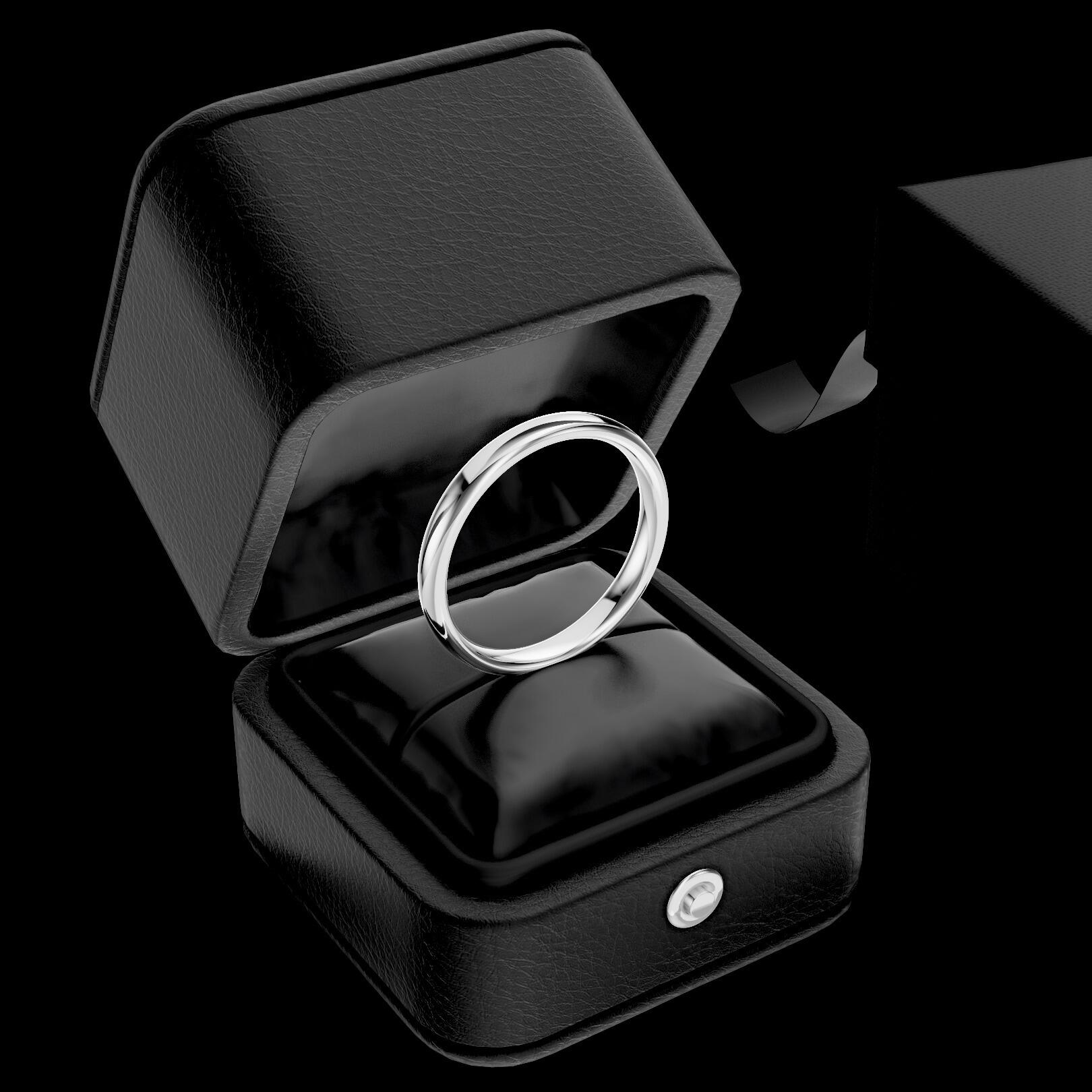 Ladies 3mm medium weight traditional court shaped wedding band in gold, platinum, palladium, silver, titanium and black zirconium with polished finish