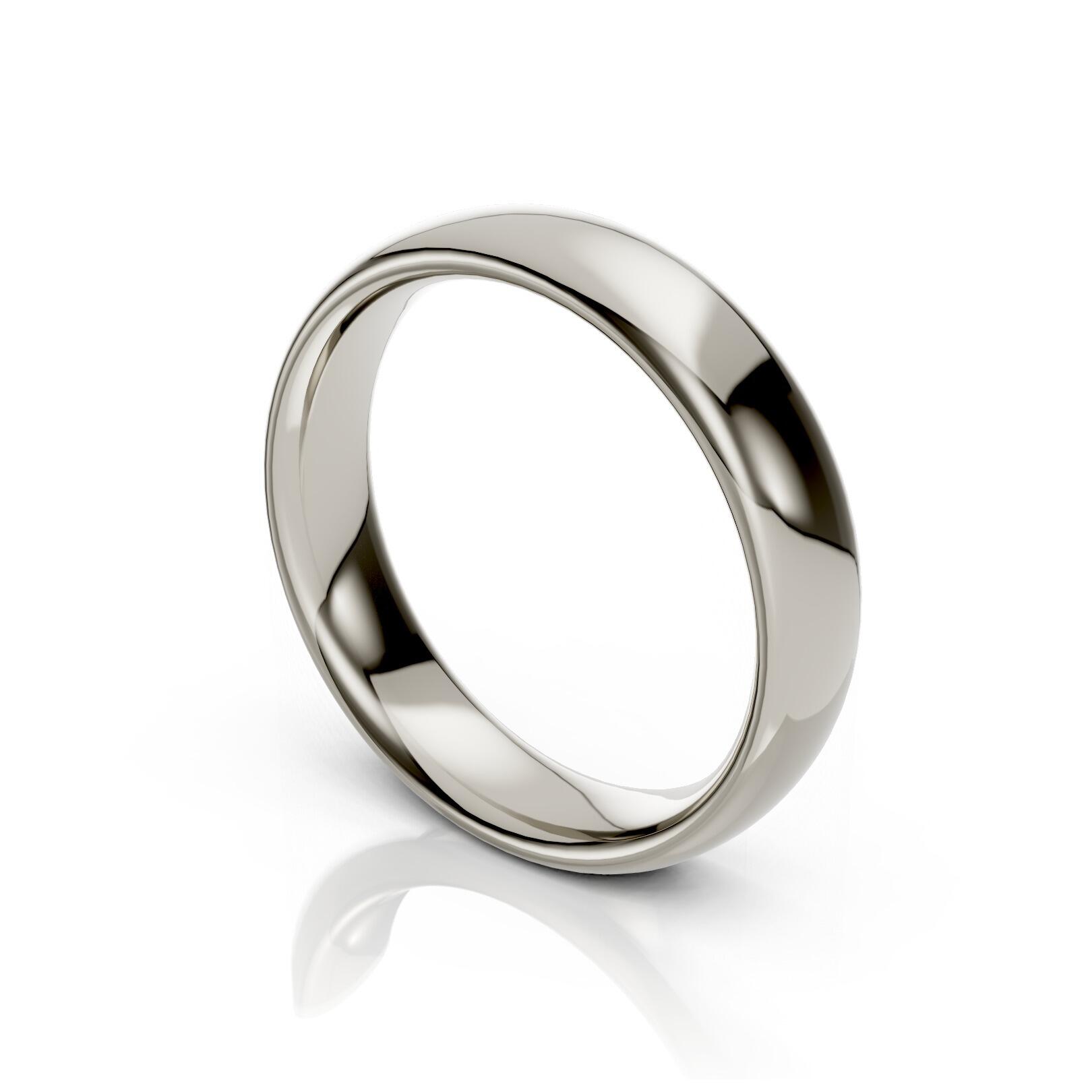 Ladies 5mm heavy weight traditional court shaped wedding band 2.1mm depth in gold platinum palladium silver titanium and black zirconium
