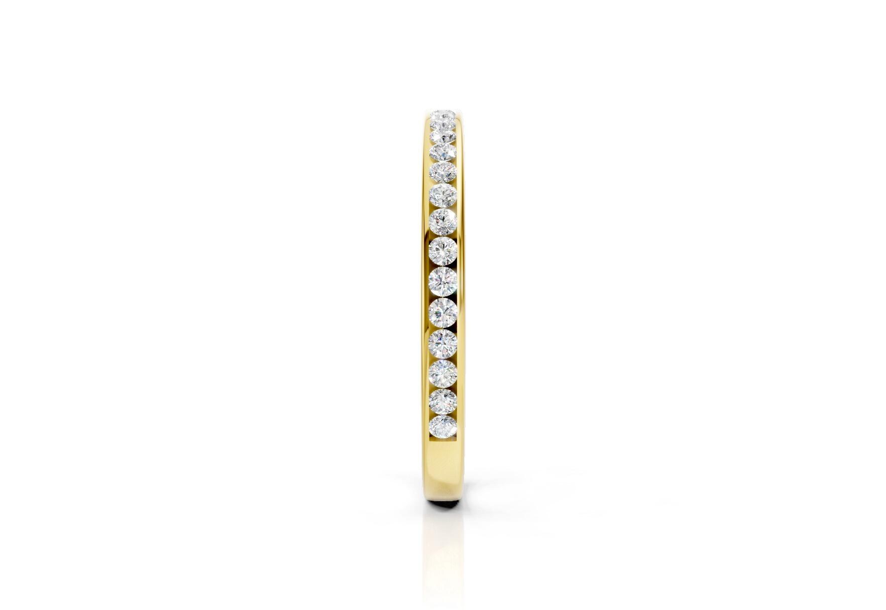 2mm channel set diamond wedding band 0.15ct round diamonds 50 percent set in gold platinum and palladium