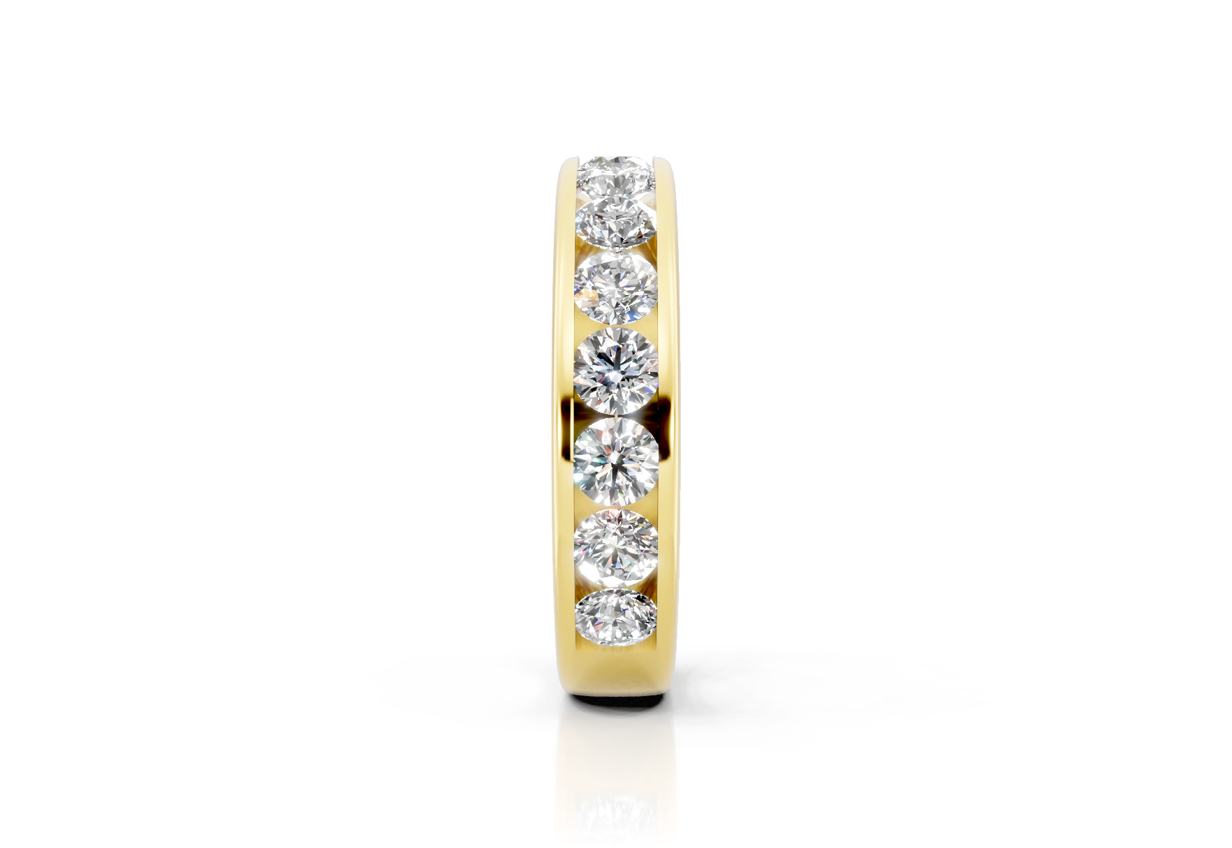 4.5mm channel set diamond wedding band 1.25ct round diamonds 50 percent set in gold platinum and palladium