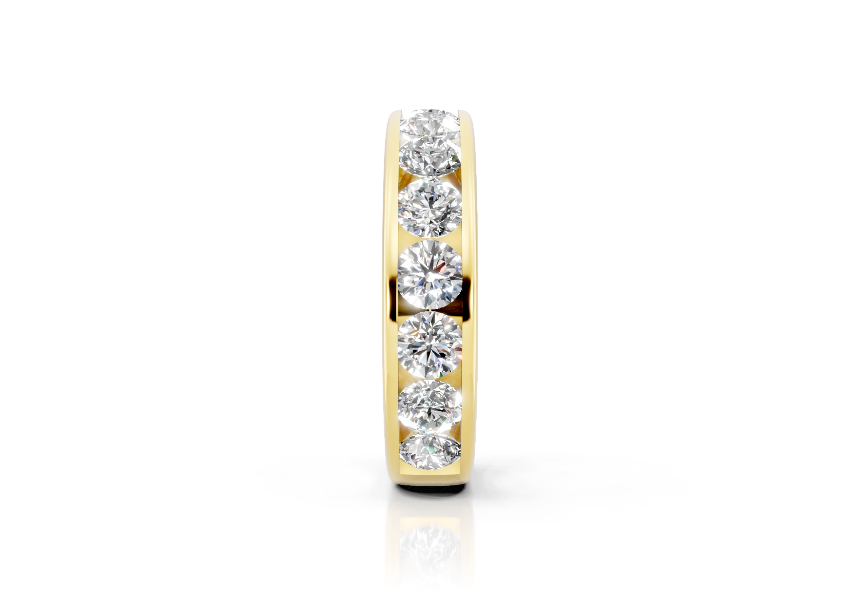 5mm channel set diamond wedding band 2ct round diamonds 50 percent set in gold platinum and palladium