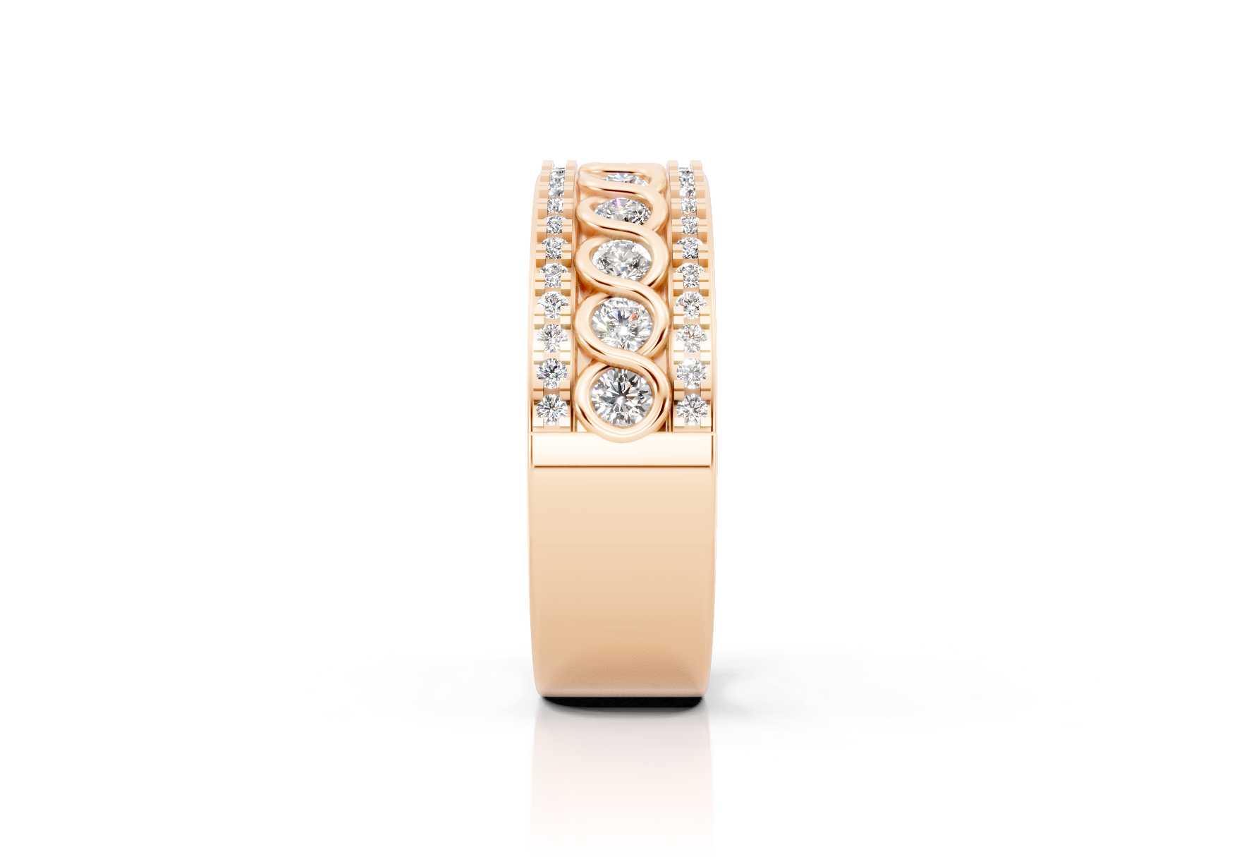 6.2mm fancy diamond wedding band 0.82ct round diamonds prong and bezel set in gold and platinum