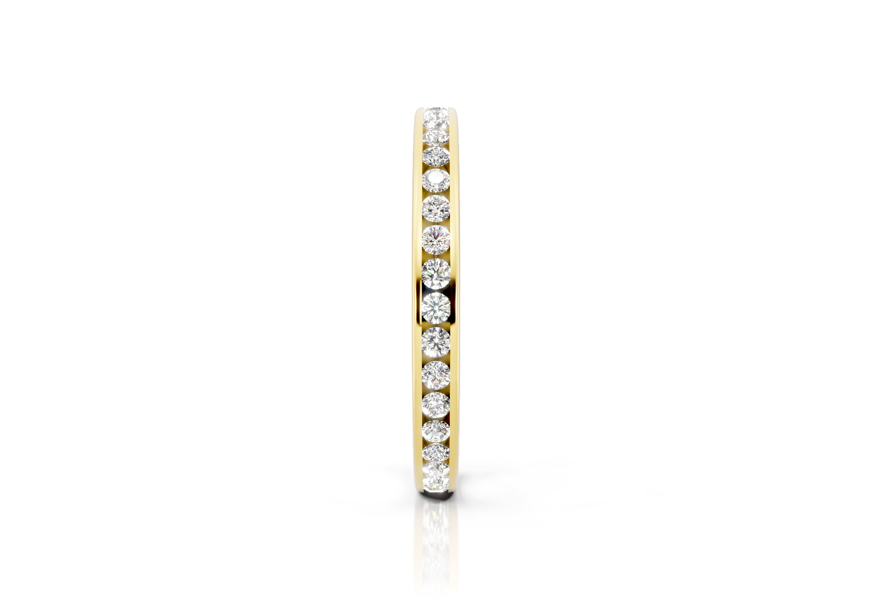 2.4mm full channel set diamond wedding band 0.50ct round diamonds in gold platinum and palladium