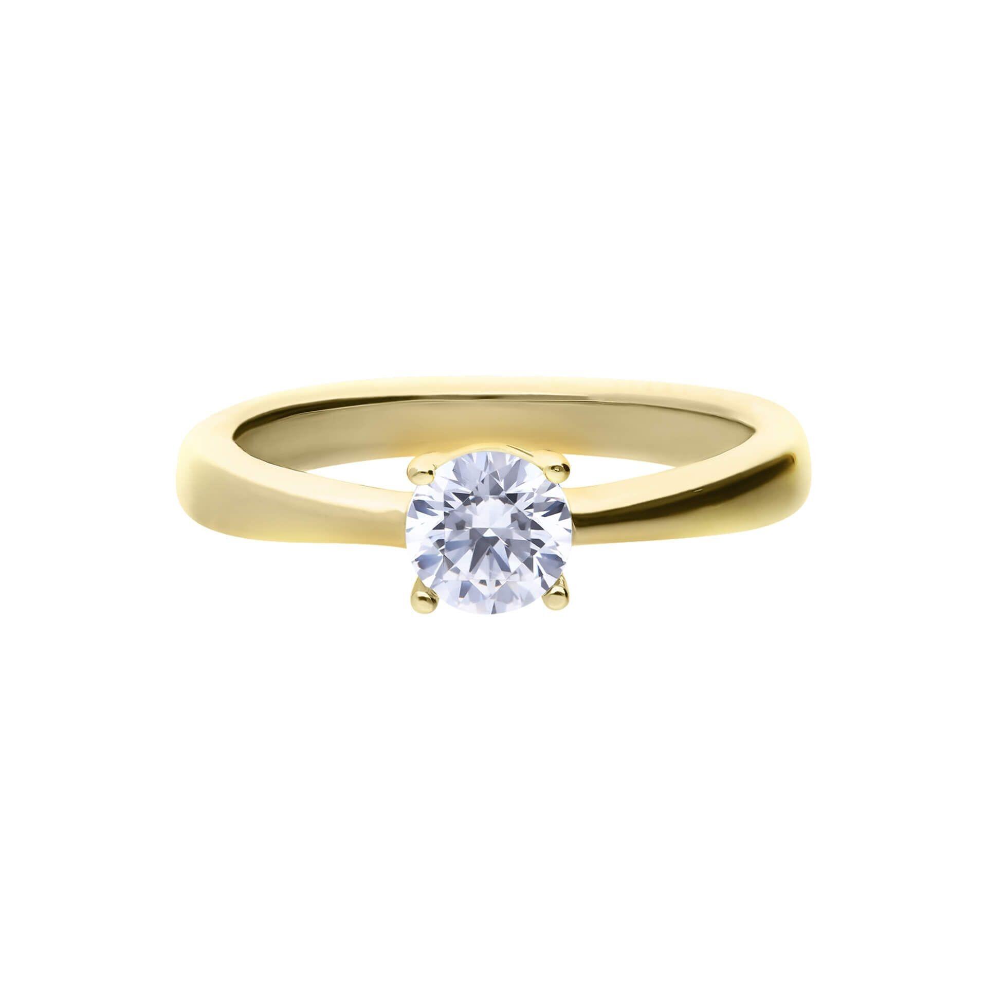 Diamonfire® 0.50ct Solitaire Ring with 4 Claw Setting in Sterling Silver, available in Platinum or 24K Gold Plated Triple Finish, presented in exclusive Diamonfire® silk packaging with a luxury gift box and bag.