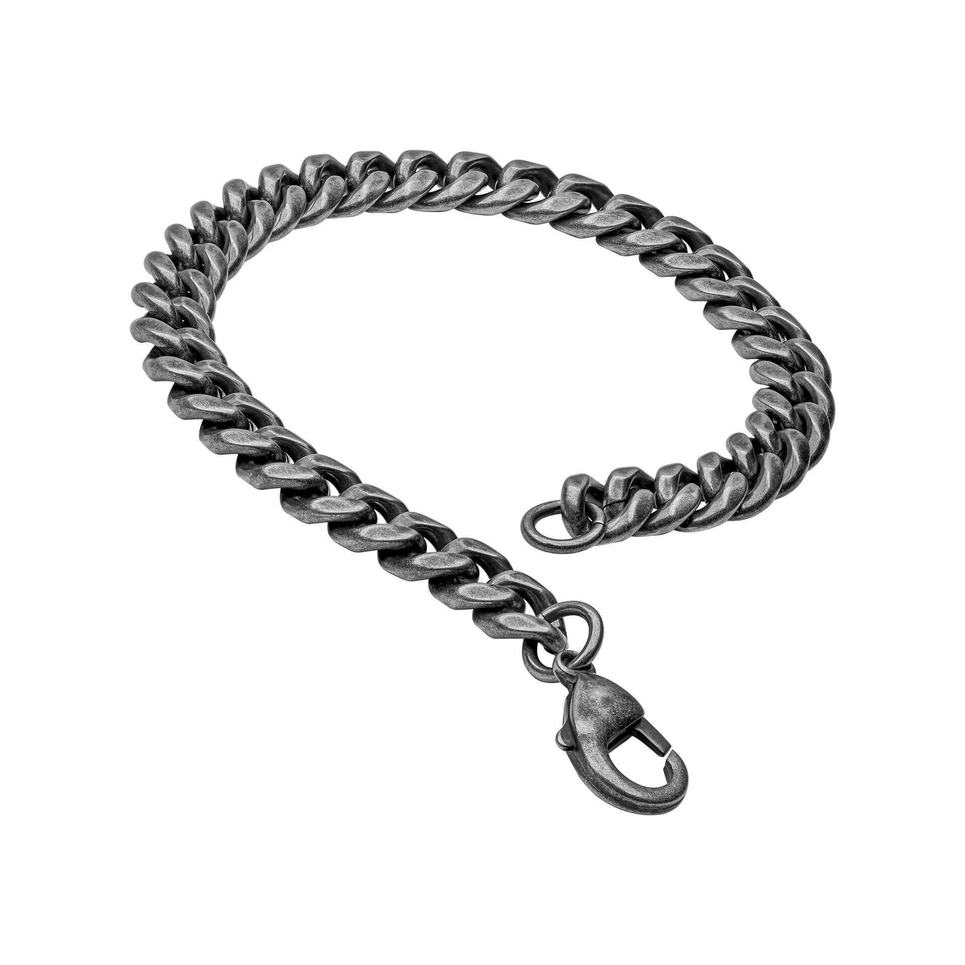 "fredbennett® Antique Plated Stainless Steel Curb Bracelet – A rugged and sophisticated men’s bracelet featuring an antique-plated finish over durable stainless steel with a classic curb link design. AnchorCert® certified and presented in luxury suede packaging from Gold and Diamonds."