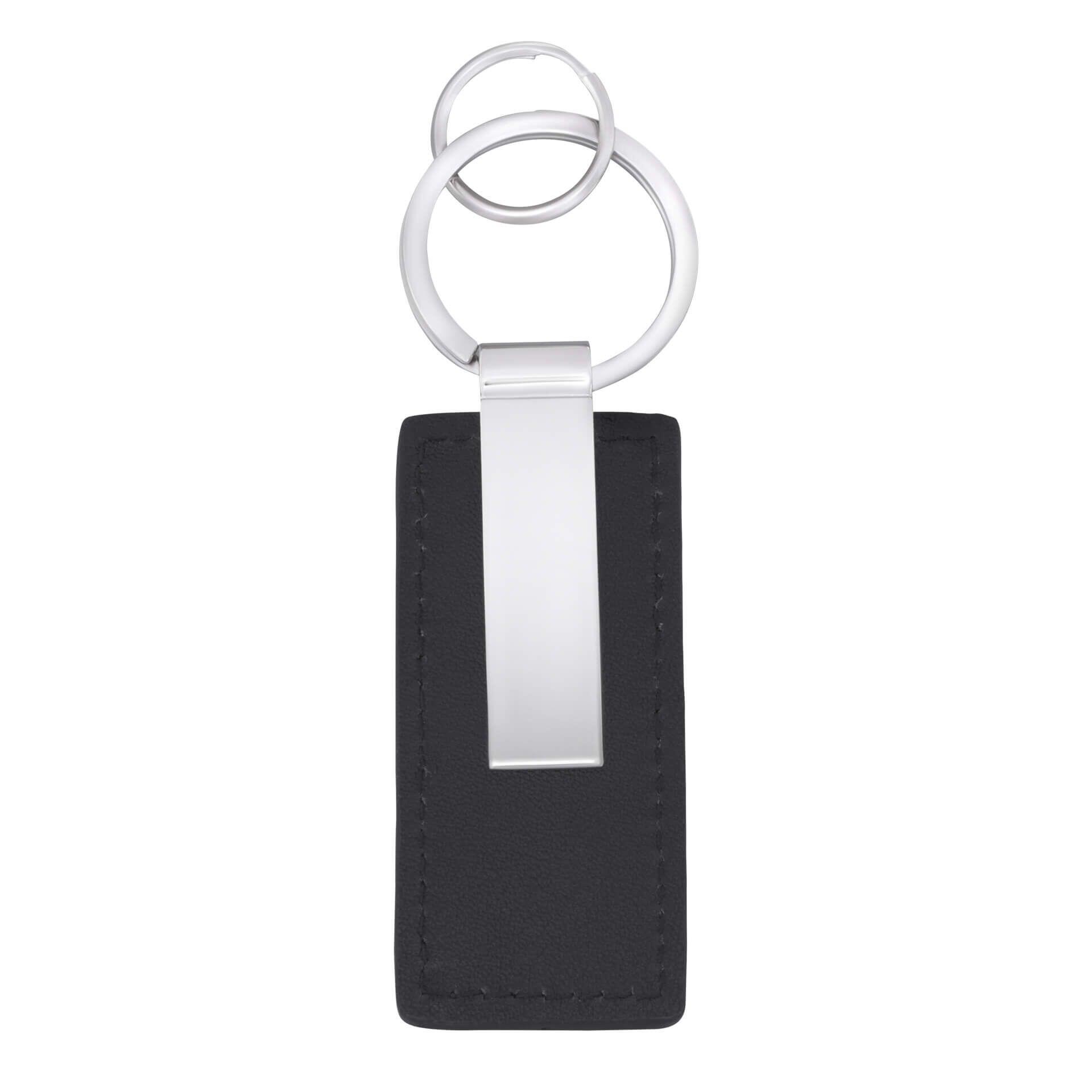 "fredbennett® Black Leather Keychain with stainless steel engravable tag – personalise the leather, the metal, or both for a sleek and sentimental accessory. Free engraving included. Available at Gold and Diamonds."