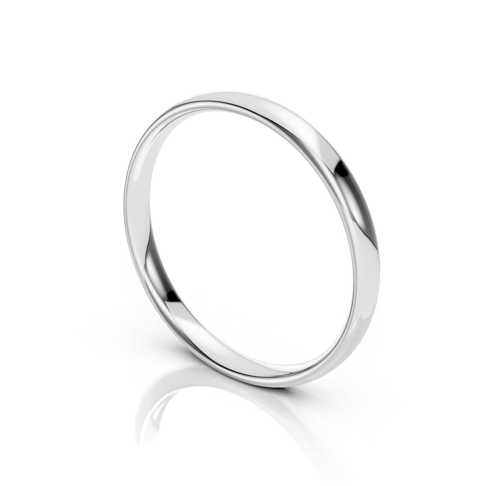 Ladies 2.5mm light weight traditional court shaped wedding band in gold, platinum, palladium, silver, titanium and black zirconium with polished finish