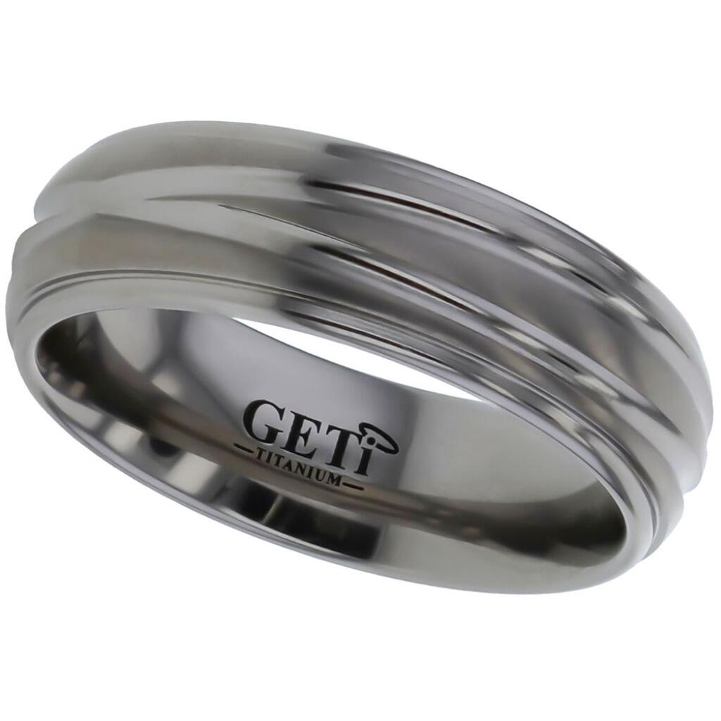 Geti titanium wedding band with matt centre and polished diagonal grooves by Gold and Diamonds