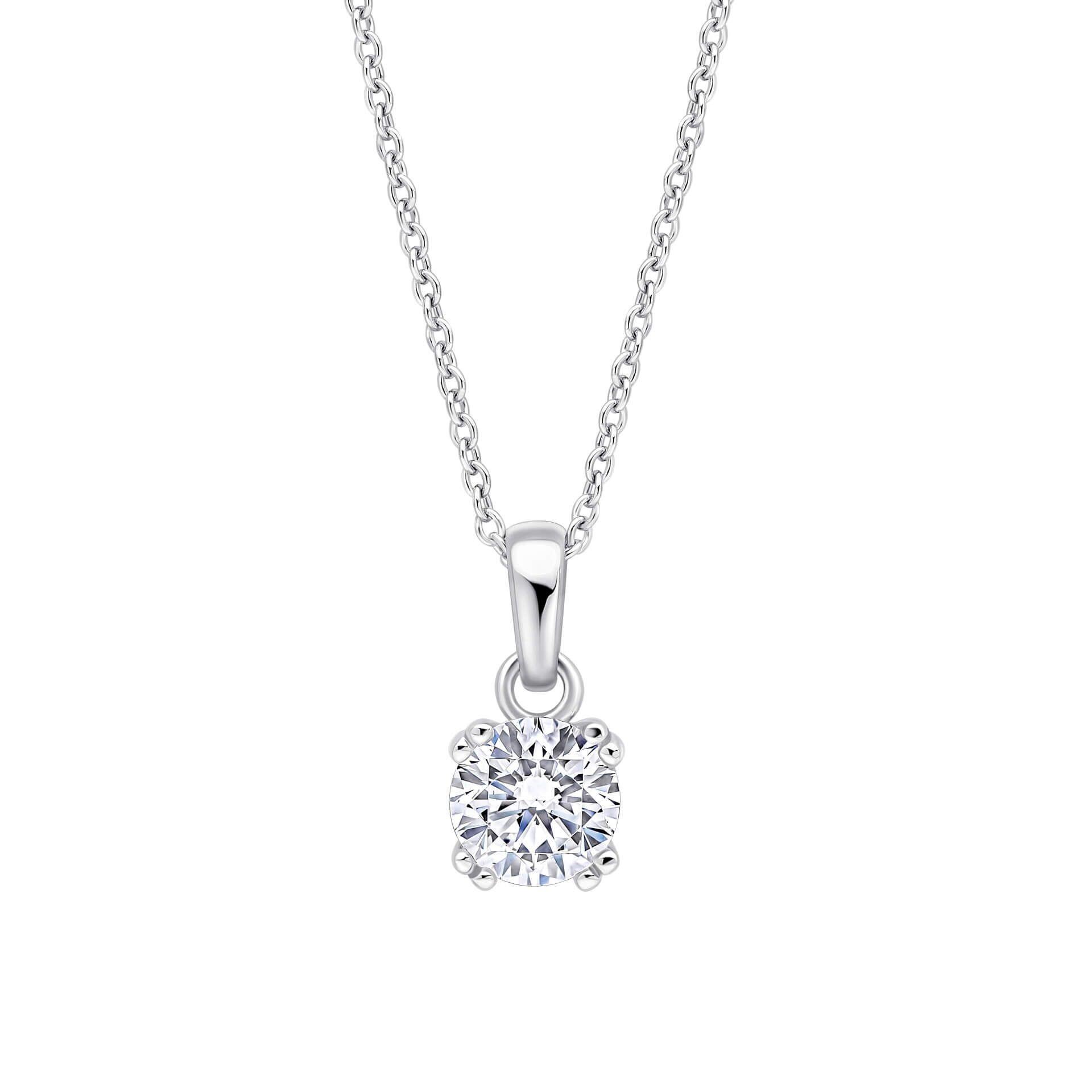 Diamonfire® 1ct Solitaire Round-Cut Zirconia Pendant in Triple Plated Sterling Silver with Double Claw Setting – Luxury Jewellery by Gold and Diamonds