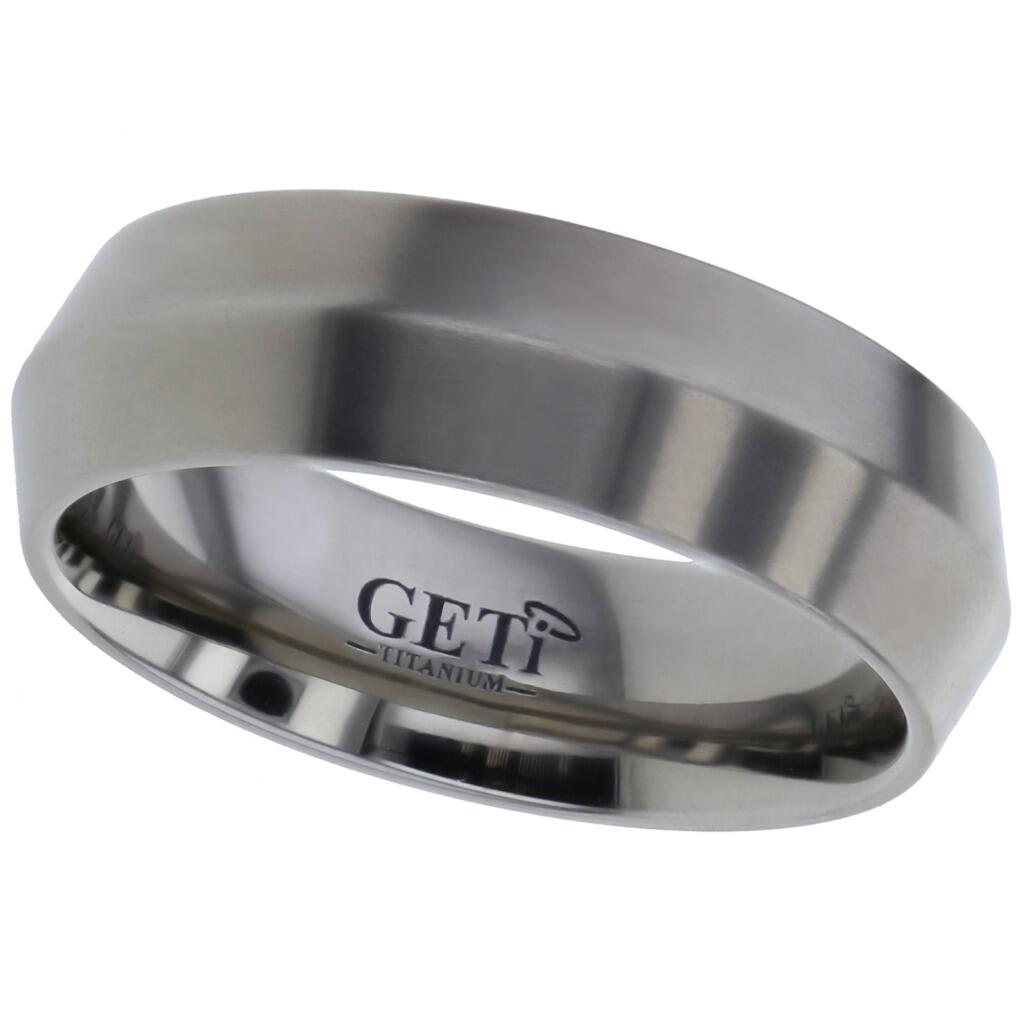 Triangular profile Geti titanium wedding band with matt finish and comfort fit interior by Gold and Diamonds