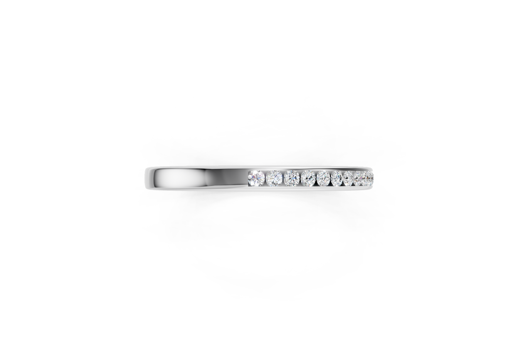Ladies 2mm channel set diamond wedding ring 0.09ct round diamonds in gold platinum and palladium