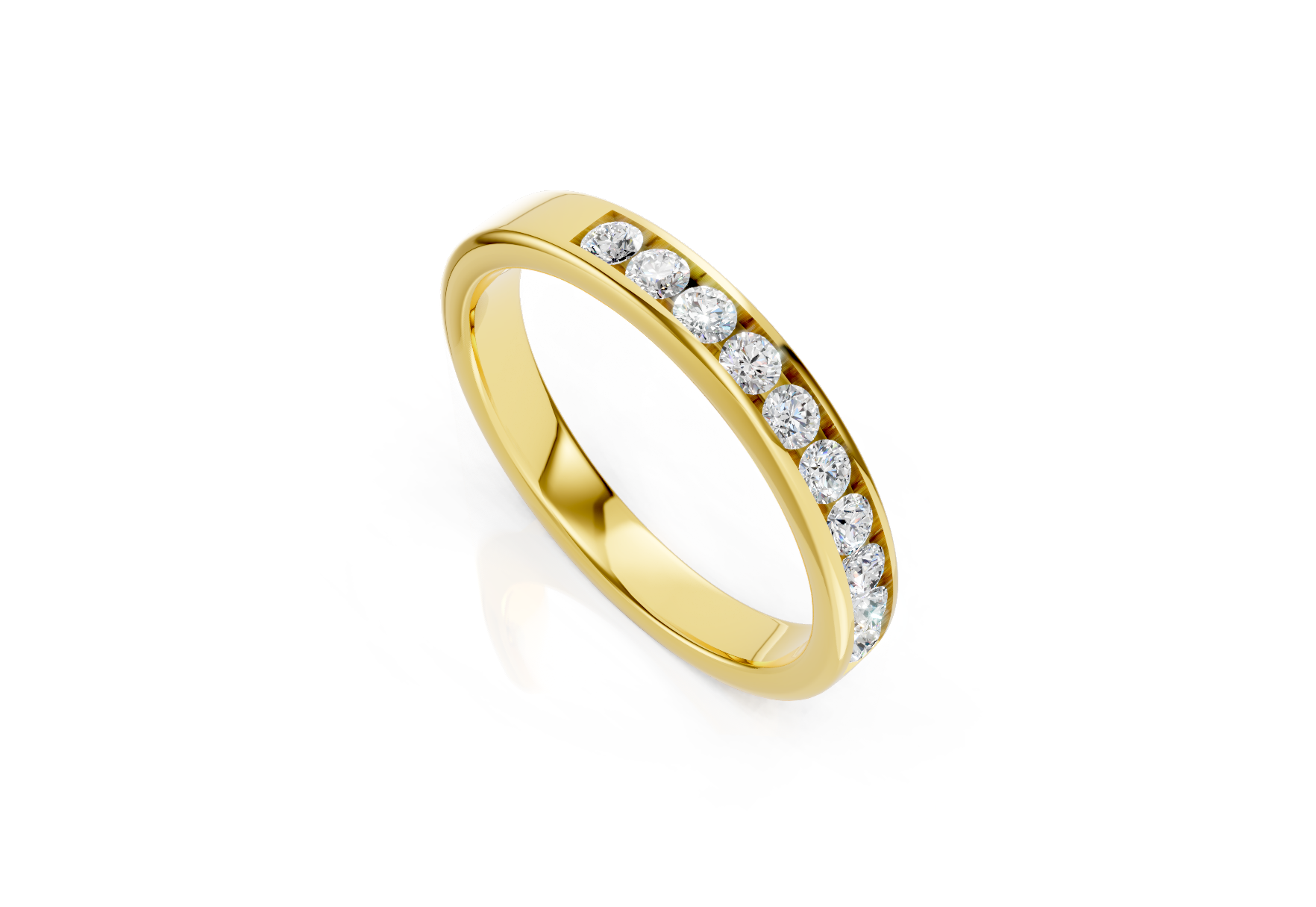 3mm channel set diamond wedding band 0.30ct round diamonds in gold platinum and palladium