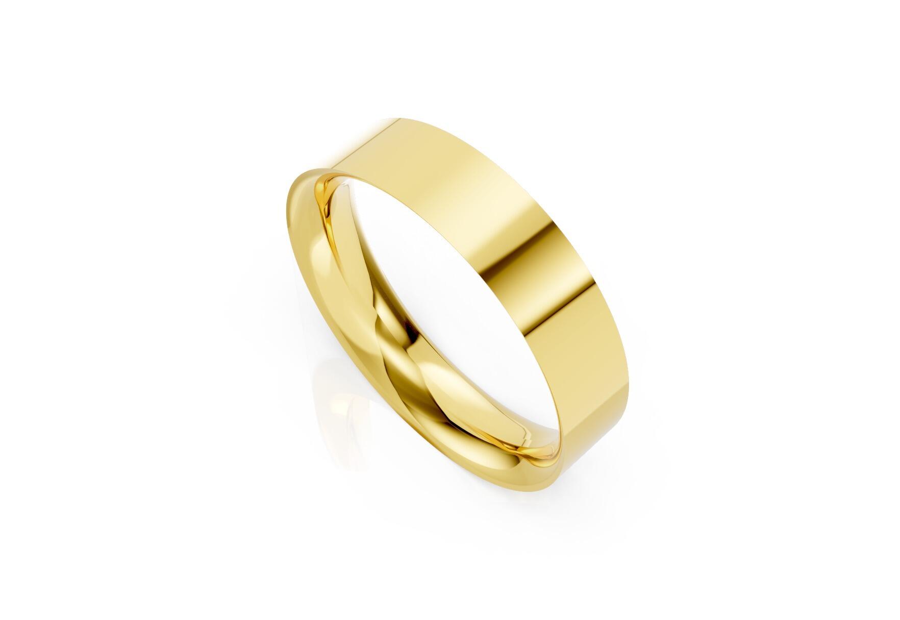 Ladies 5mm medium flat court comfort fit wedding ring 1.7mm depth in yellow gold white gold rose gold platinum palladium and argentium silver