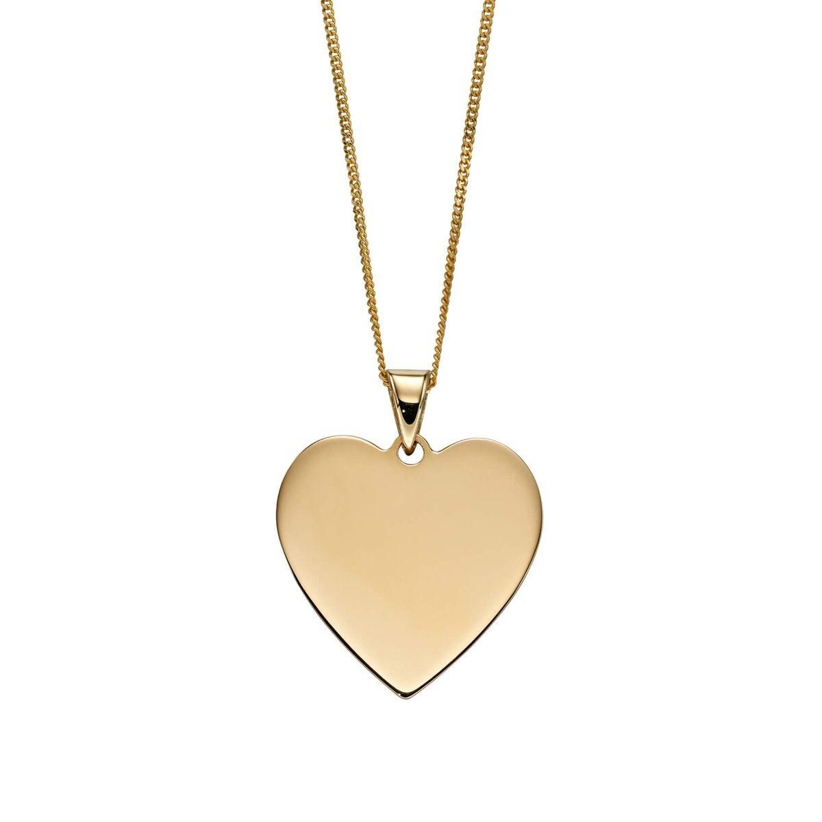 Engravable 9ct Gold Heart Tag Pendant & Chain