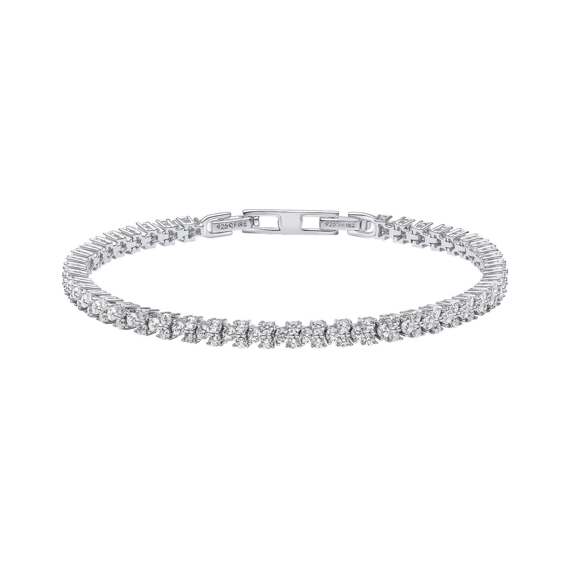 Diamonfire® 2.43ct Claw Set Tennis Bracelet, featuring stunning claw-set 57-facet diamond-cut zirconia stones, crafted in sterling silver with triple platinum plating for lasting brilliance and skin-safe wear.