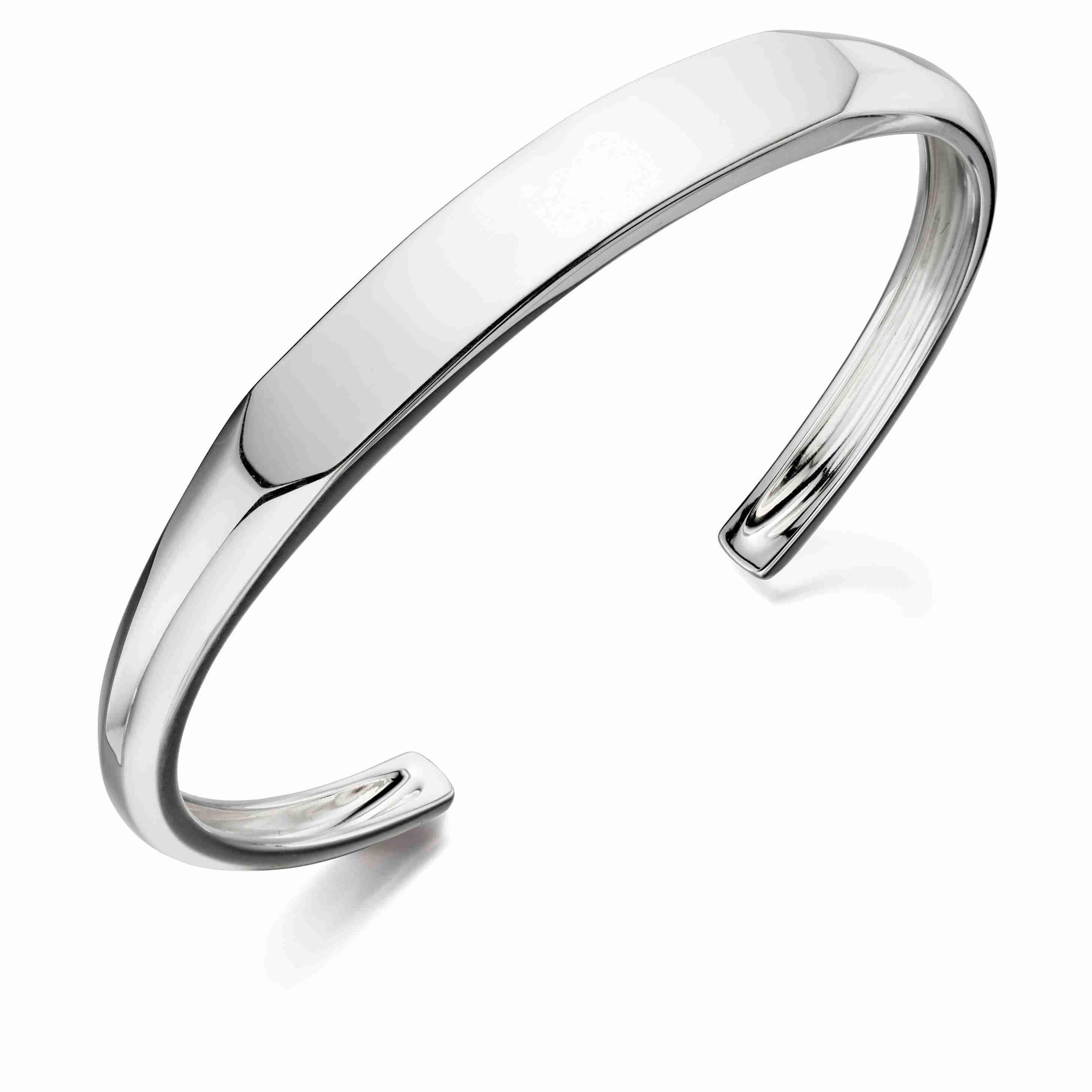 Engravable Flat Top Bangle | Solid Sterling Silver, Free Engraving