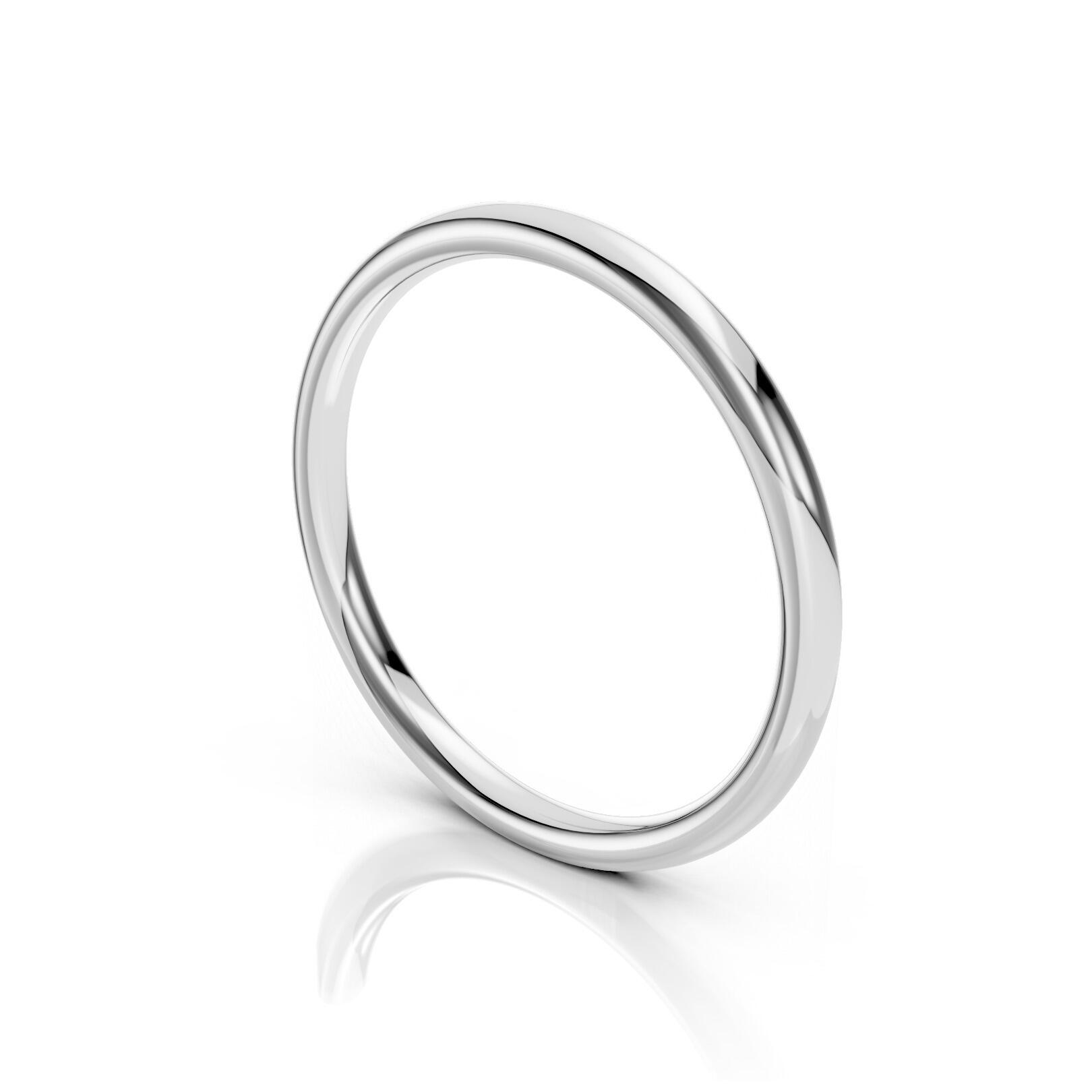 Ladies 2mm medium weight traditional court shaped wedding band in gold, platinum, palladium, silver, titanium and black zirconium with polished finish