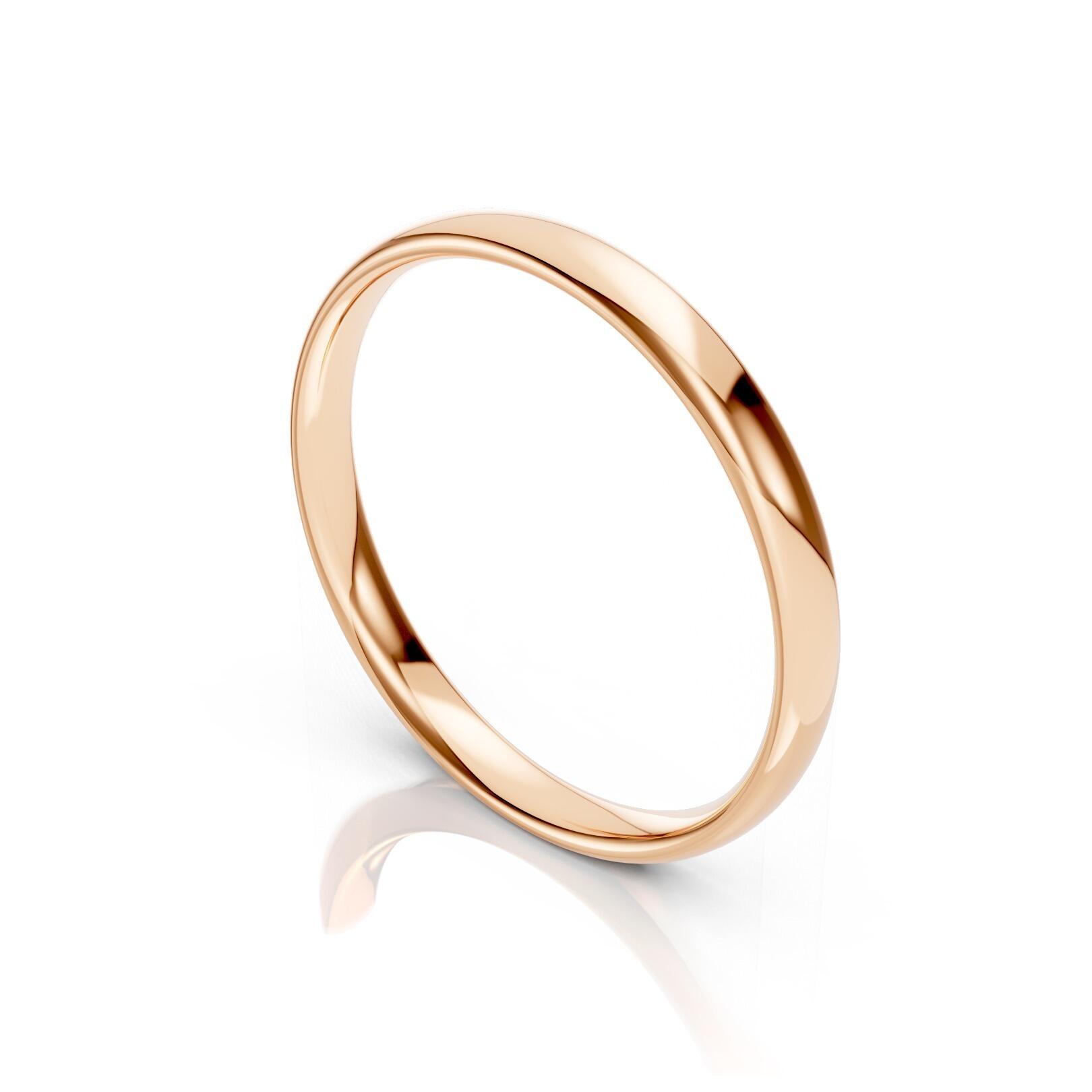 Ladies 2.5mm light weight traditional court shaped wedding band in gold, platinum, palladium, silver, titanium and black zirconium with polished finish