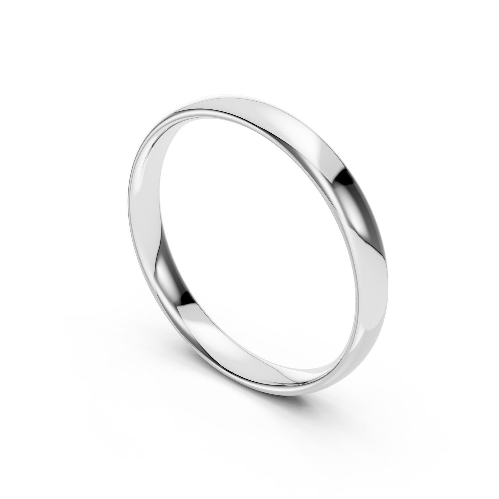 Ladies 3mm light weight traditional court shaped wedding band in gold, platinum, palladium, silver, titanium and black zirconium with polished finish