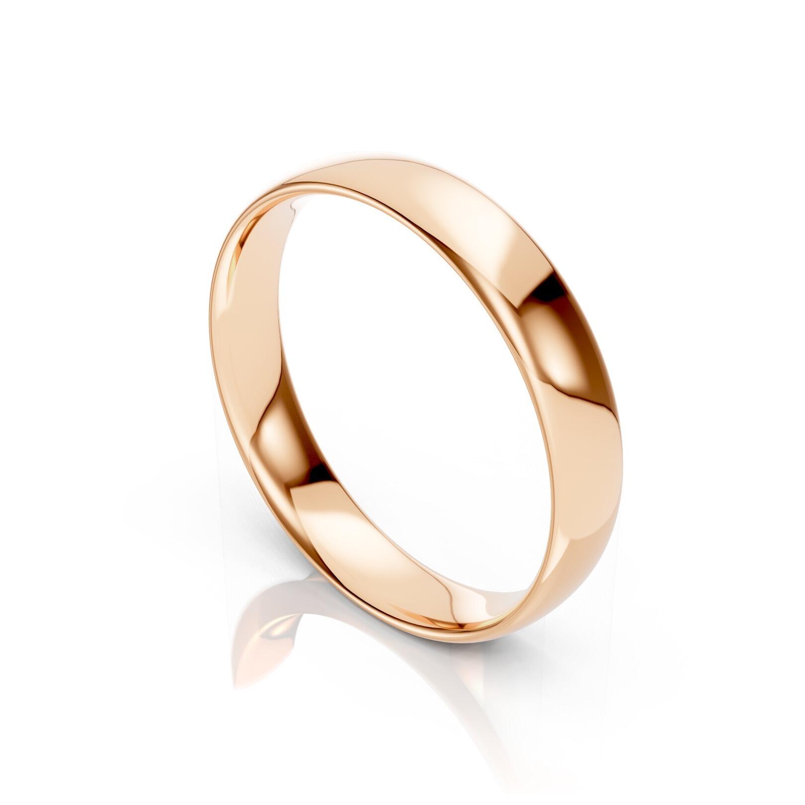 Ladies 4mm light weight traditional court shaped wedding band in gold, platinum, palladium, silver, titanium and black zirconium with polished finish