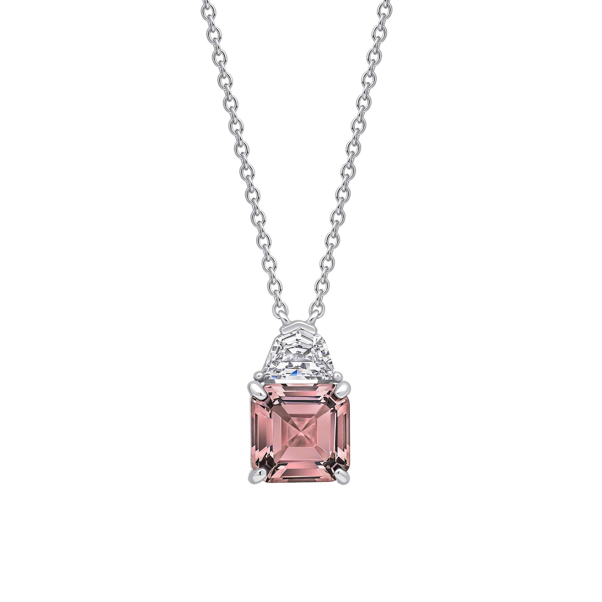 Diamonfire® Square-Cut Coloured Zirconia Necklace with Clear Accent in Triple Plated Sterling Silver – Luxury Jewellery by Gold and Diamonds