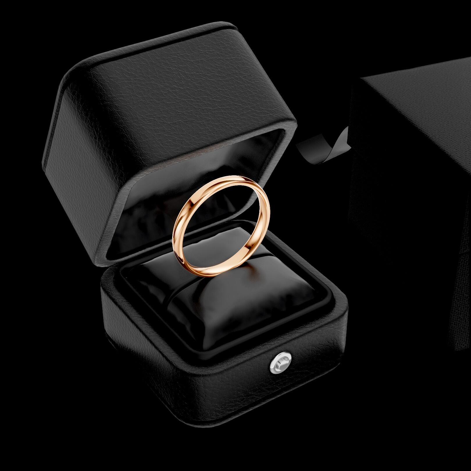 Mens 3mm light traditional court comfort fit wedding ring 1.3mm depth in gold platinum palladium silver titanium and black zirconium