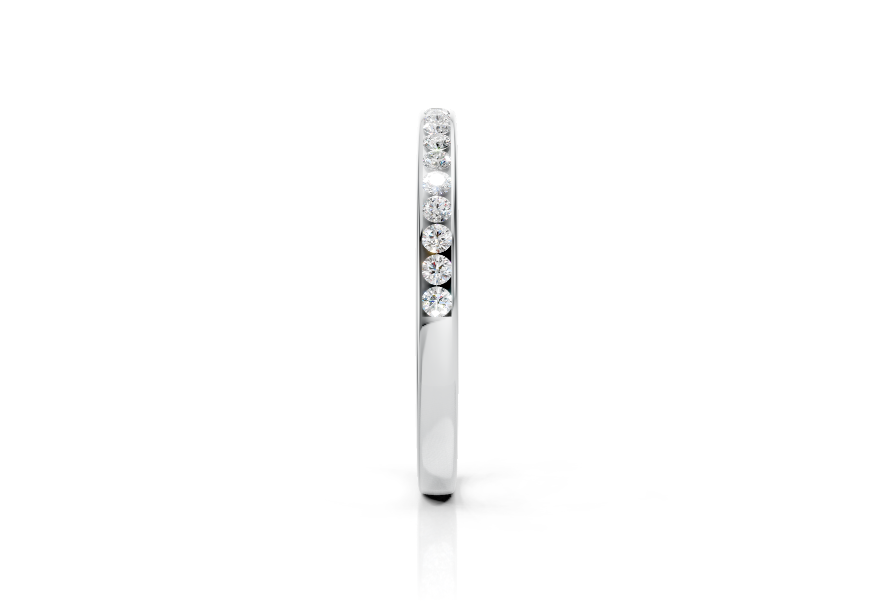 2.2mm channel set diamond wedding band 0.12ct round diamonds in gold platinum and palladium