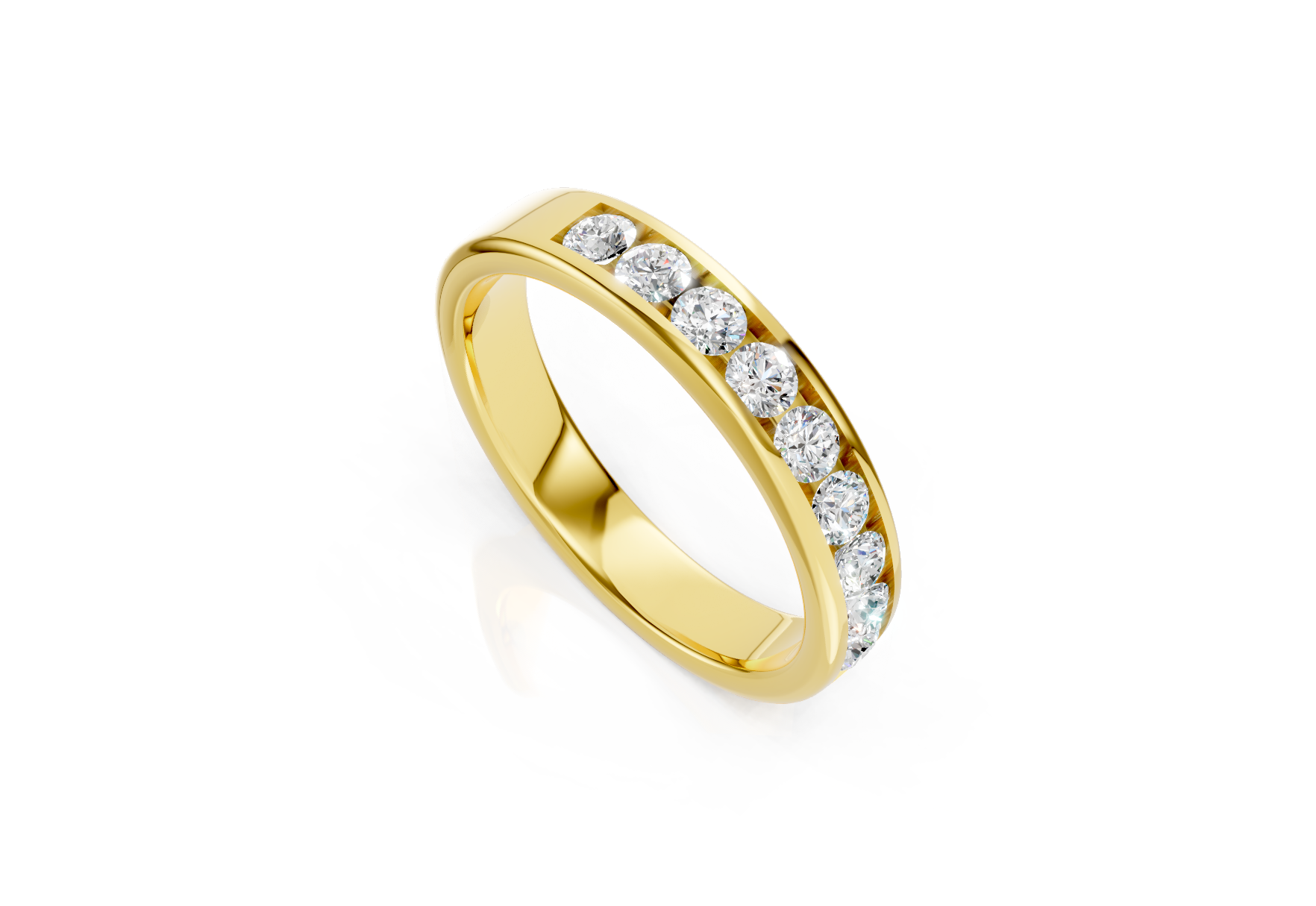 3.7mm channel set diamond wedding band 0.45ct round diamonds in gold platinum and palladium