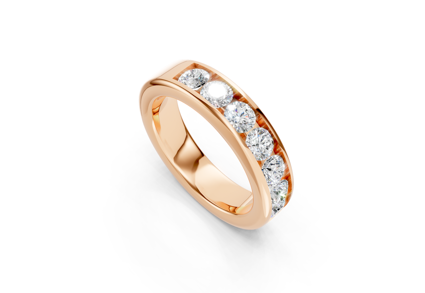5mm channel set diamond wedding band 1.12ct round diamonds in gold platinum and palladium