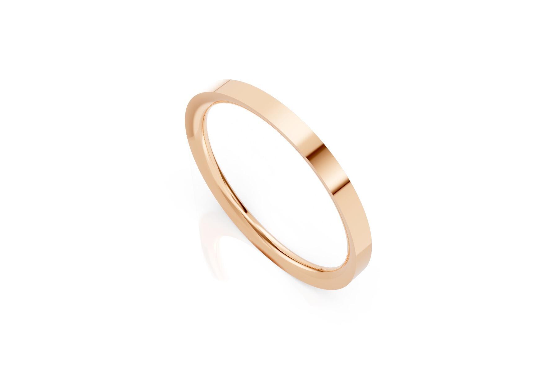 Ladies 2mm medium flat court comfort fit wedding ring 1.7mm depth in yellow gold white gold rose gold platinum palladium and argentium silver