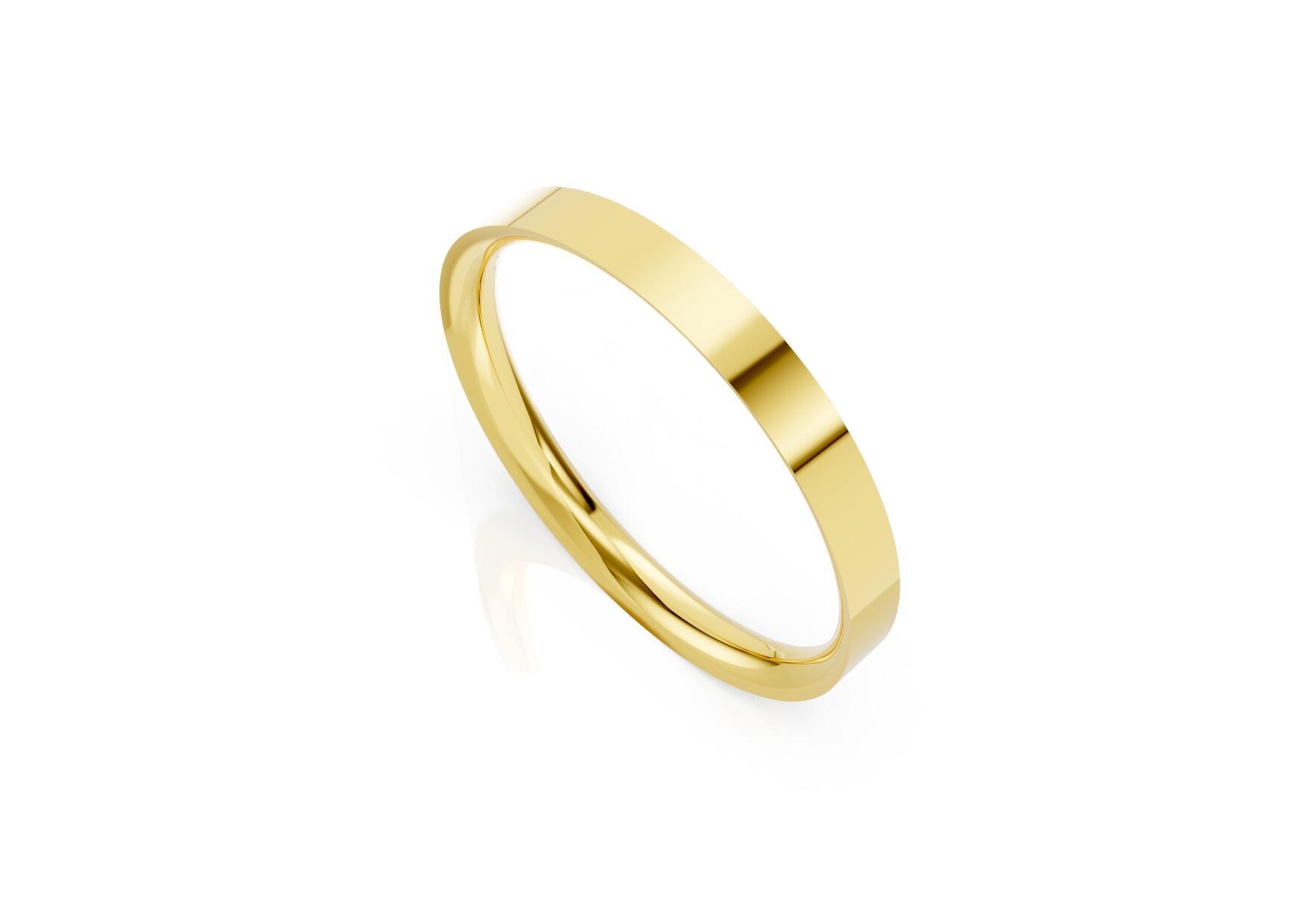 Ladies 2.5mm light flat court comfort fit wedding ring 1.3mm depth in yellow gold white gold rose gold platinum palladium and argentium silver