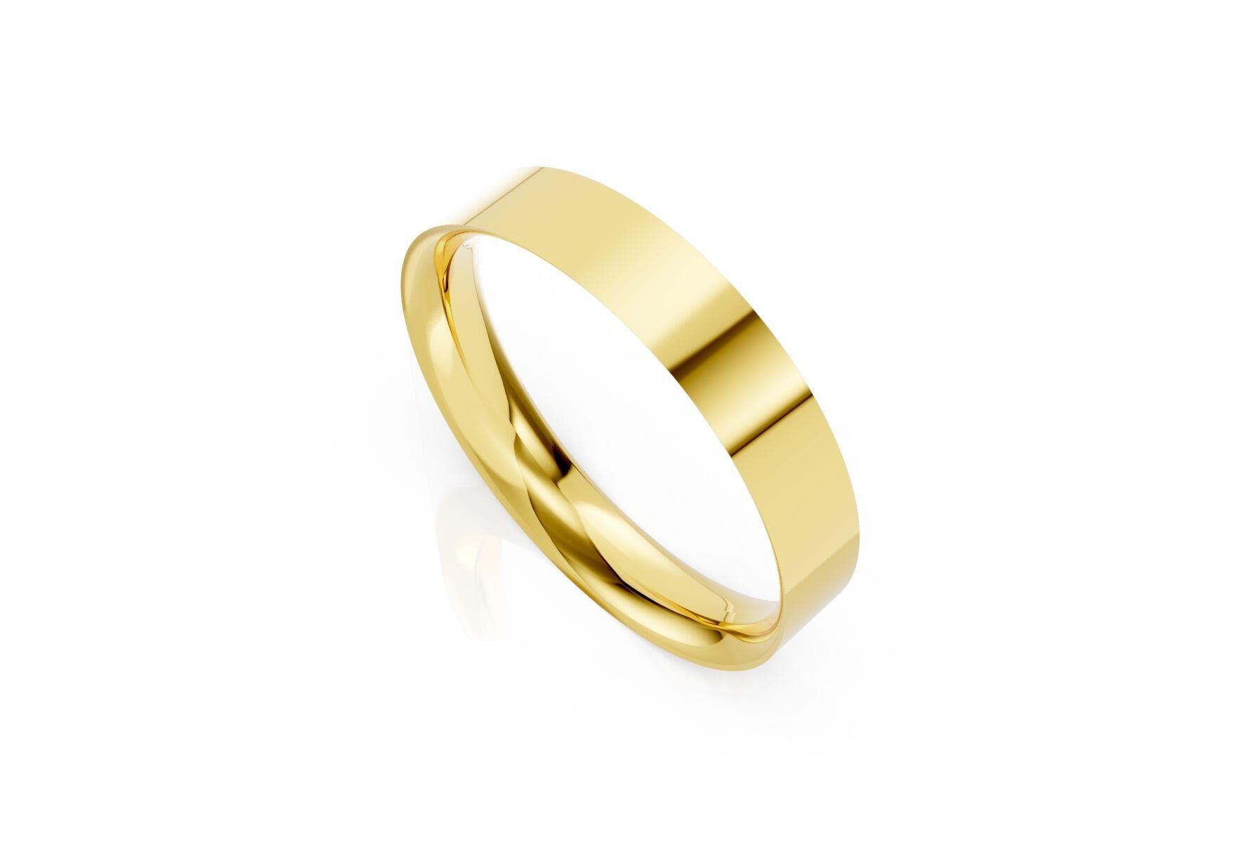 Ladies 4mm light flat court comfort fit wedding ring 1.3mm depth in yellow gold white gold rose gold platinum palladium and argentium silver