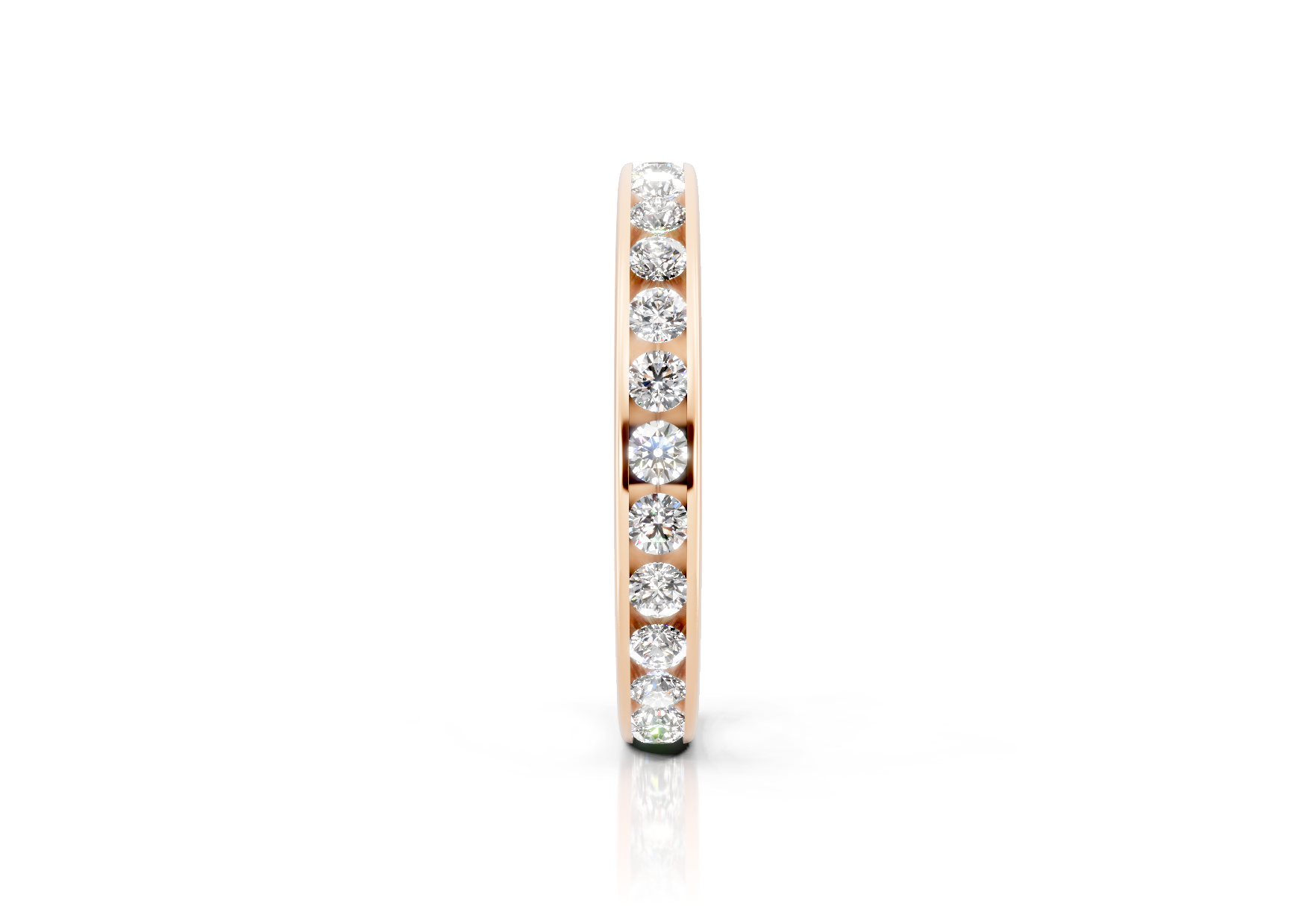 3mm full channel set diamond wedding band 1.50ct round diamonds in gold platinum and palladium