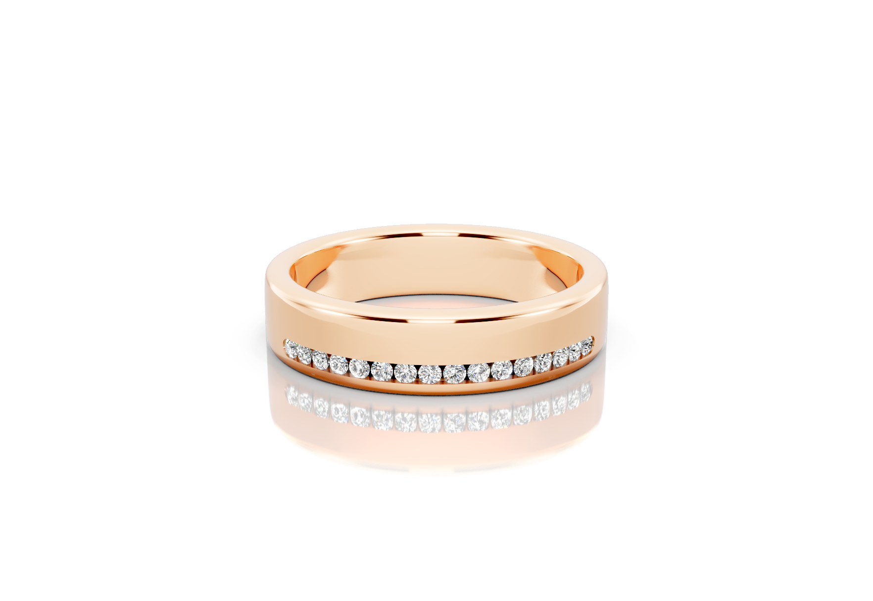 5mm offset channel diamond wedding band 0.12ct round diamonds 30 percent set in gold platinum and palladium