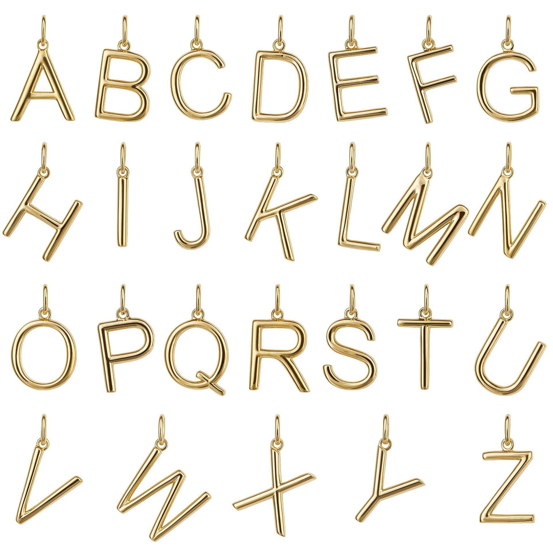Gold and Diamonds Yellow Gold Vermeil Initial Pendants