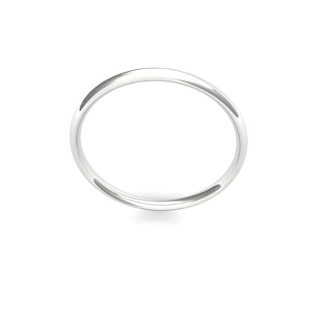 2mm 9ct or 18ct White Gold or Platinum Light Weight Traditional Court Wedding Band | GoldandDiamonds.co.uk