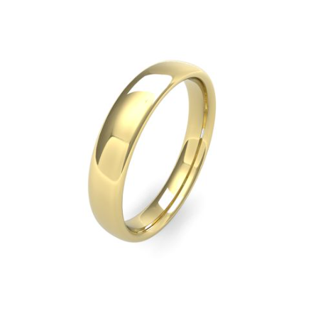 Ladies 4mm medium weight Slight Court wedding band available in 9 & 18ct yellow, white or rose gold and Platinum, with free engraving and delivery at goldanddiamonds.co.uk