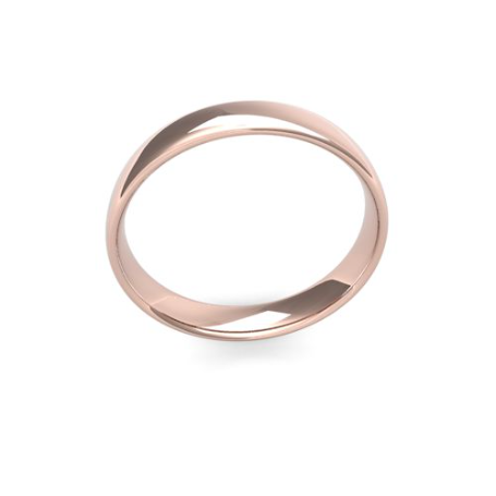Men's 4mm Slight Court Shaped, light weight plain wedding band available in 9 & 18ct Yellow, rose and white gold or Platinum at goldanddiamonds.co.uk