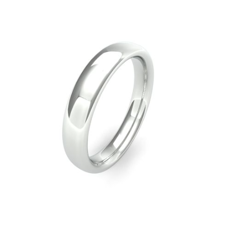 Men's 4mm Slight Court Shaped heavy weight plain wedding band available in 9 & 18ct Yellow, rose and white gold or Platinum at goldanddiamonds.co.uk
