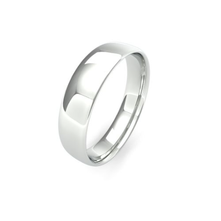 Men's 5mm Slight Court Shaped light weight plain wedding band available in 9 & 18ct Yellow, rose and white gold or Platinum at goldanddiamonds.co.uk