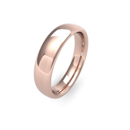 Men's 5mm Slight Court Shaped heavy weight plain wedding band available in 9 & 18ct Yellow, rose and white gold or Platinum at goldanddiamonds.co.uk