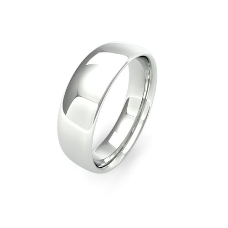 Men's 6mm Slight Court Shaped medium weight plain wedding band available in 9 & 18ct Yellow, rose and white gold or Platinum at goldanddiamonds.co.uk