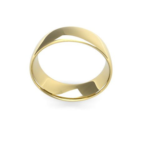 Men's 7mm Slight Court Shaped light weight plain wedding band available in 9 & 18ct Yellow, rose and white gold or Platinum at goldanddiamonds.co.uk