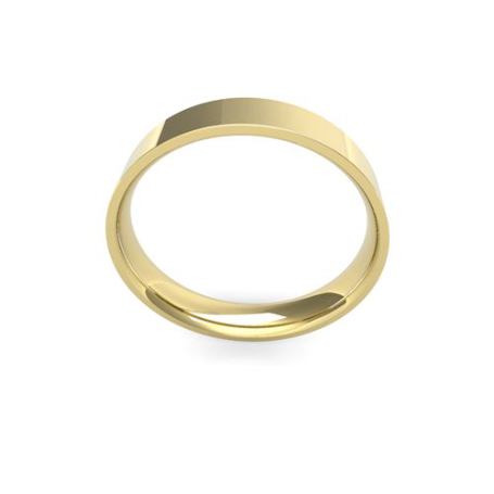 Ladies 4mm Lightweight Flat Court wedding band available to buy online in 9 & 18ct yellow, white or rose gold and Platinum. goldanddiamonds.co.uk